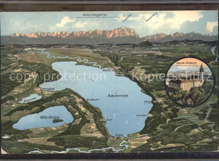 Ammersee und Umgebung Alpenpanorama Wettersteingebirge Kloster Andechs