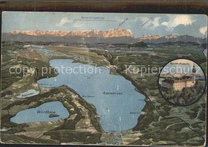Ammersee und Umgebung Alpenpanorama Wettersteingebirge Kloster Andechs