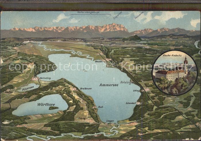 Ammersee und Umgebung Alpenpanorama Wettersteingebirge Kloster Andechs