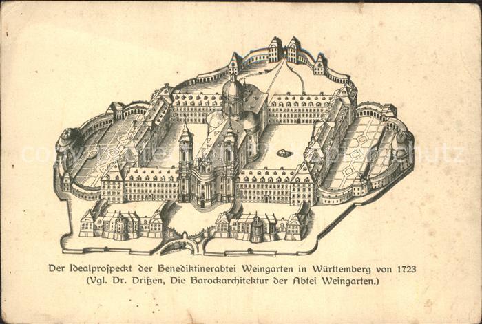 Weingarten Wuerttemberg Idealprospekt Benediktinerabtei von 1723 Barock