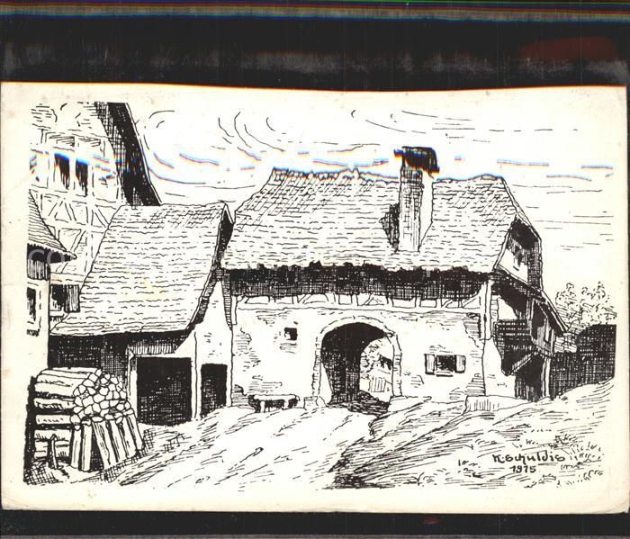 Malterdingen Torhaeusle Serie 1 Bild 2 Zeichnung Kuenstler K. Schuldis