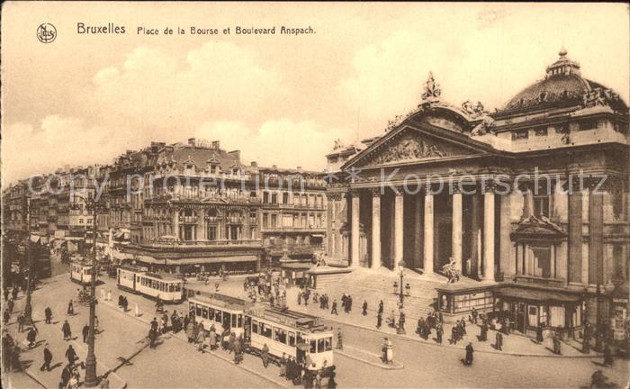 Bruxelles Bruessel Place de la Bourse et Boulevard Anspach Tram