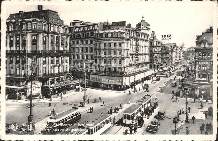 Bruxelles Bruessel Place de la Bourse et Boulevard Anspach Tram