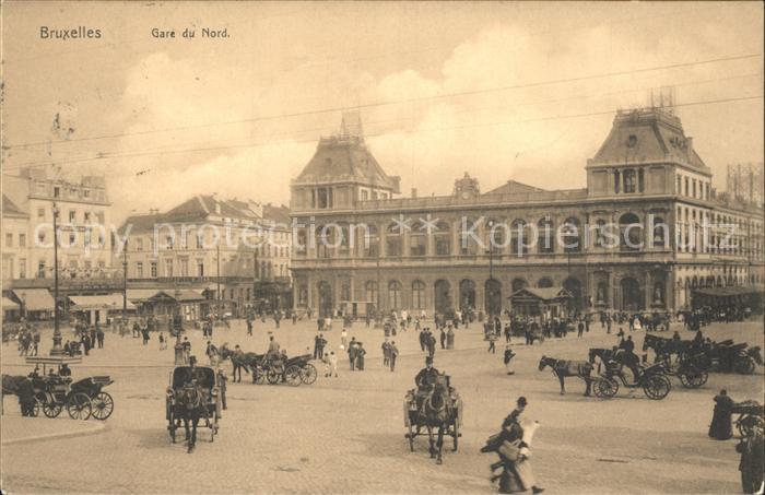 Bruxelles Bruessel Gare du Nord Nordbahnhof Pferdekutsche
