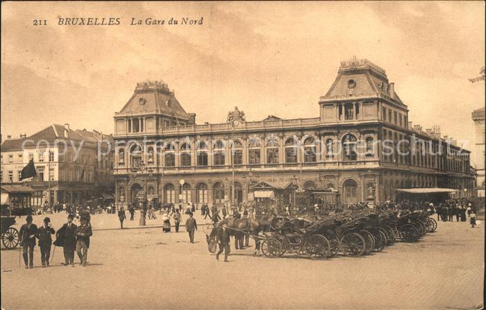 Bruxelles Bruessel Gare du Nord Nordbahnhof Pferdekutschen