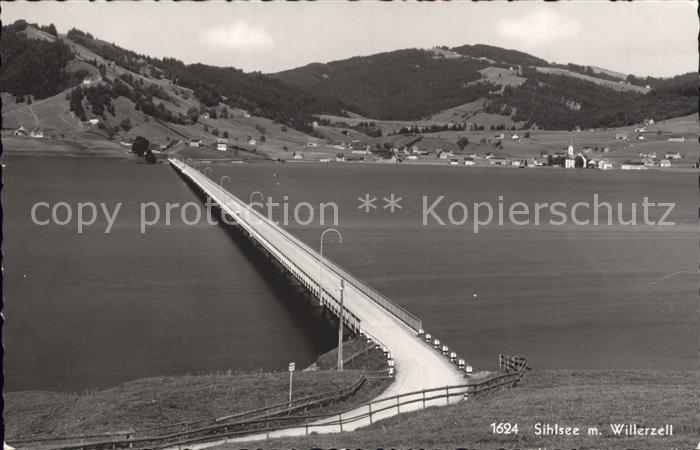 Sihlsee SZ mit Willerzell Stausee Brücke