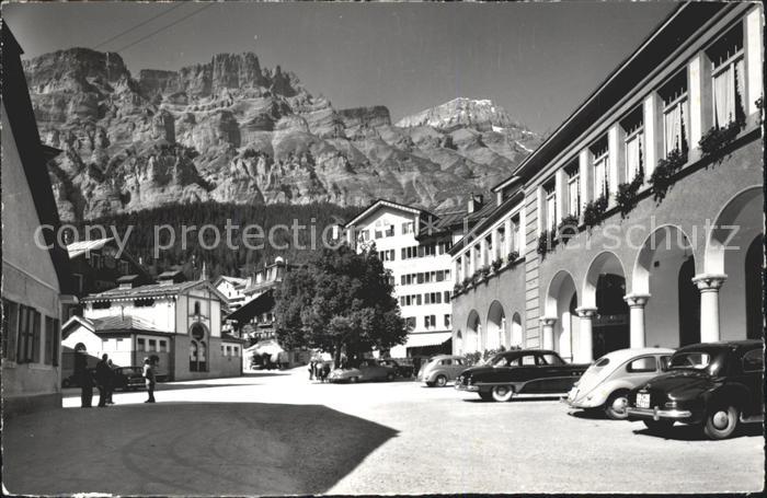 Leukerbad Dorfplatz Platterhoerner Rinderhorn