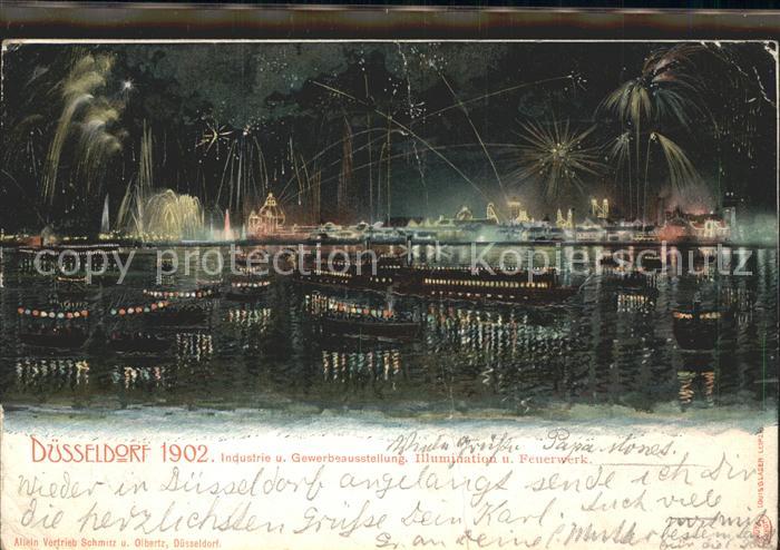 DuessELDORF  CITY Industrie Gewerbeausstellung Illumination Feuerwerk
