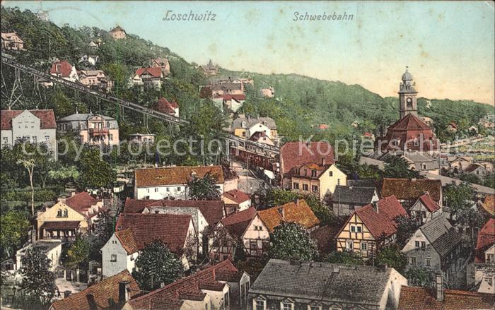 Loschwitz mit der Schwebebahn Kirche
