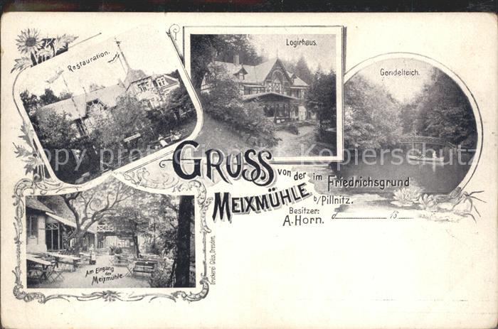Pillnitz Restaurant Meixmuehle Logierhaus Gondelteich Friedrichsgrund Deutsche R