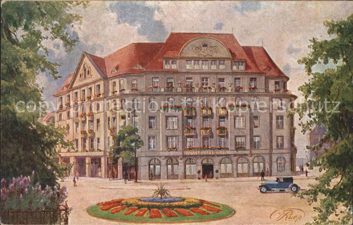 DRESDEN Elbe Palasthotel Weber Kuenstlerkarte