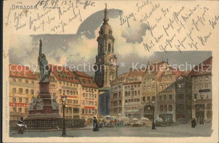DRESDEN Elbe Altmarkt Denkmal Bahnpost
