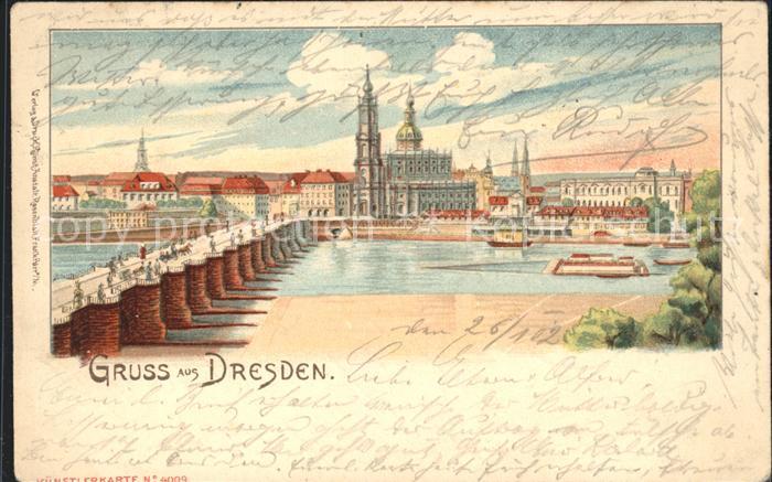 DRESDEN Elbe Bruecke Altstadt Deutsche Reichspost