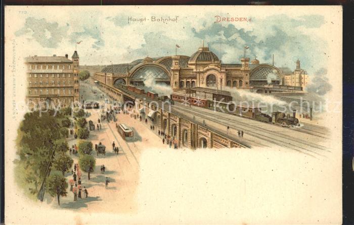 DRESDEN Elbe Hauptbahnhof Eisenbahn Dampflokomotive