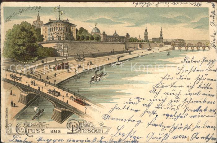 DRESDEN Elbe Partie an der Elbe Bruecke Deutsche Reichspost