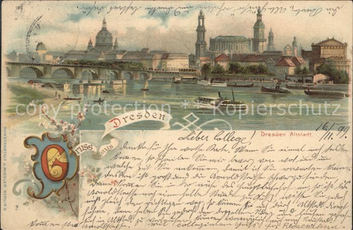DRESDEN Elbe Altstadt Bruecke Kirche Stempel Sammlung Wollmann