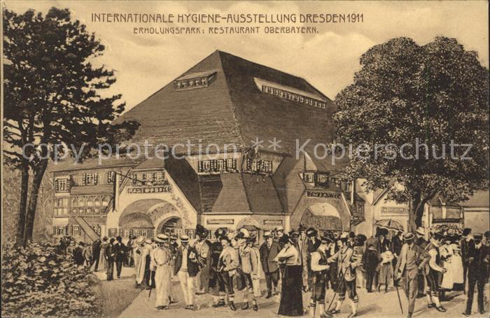 DRESDEN Elbe Internationale Hygiene Ausstellung 1911 Erholungspark Restaurant Ob