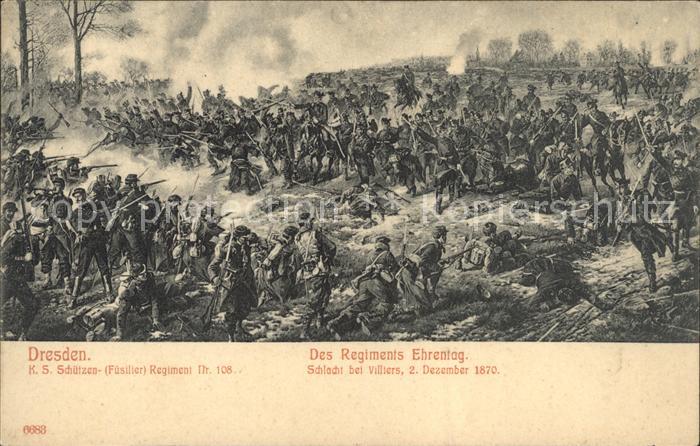 DRESDEN Elbe Des Regiments Ehrentag Schlacht bei Villiers 1870 Gemaelde