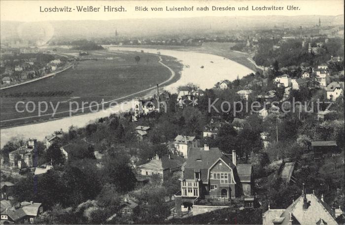 Loschwitz Weisser Hirsch Blick vom Luisenhof nach Dresden und Loschwitzer Ufer E