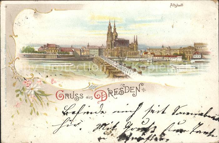 DRESDEN Elbe Bruecke Altstadt Kirche