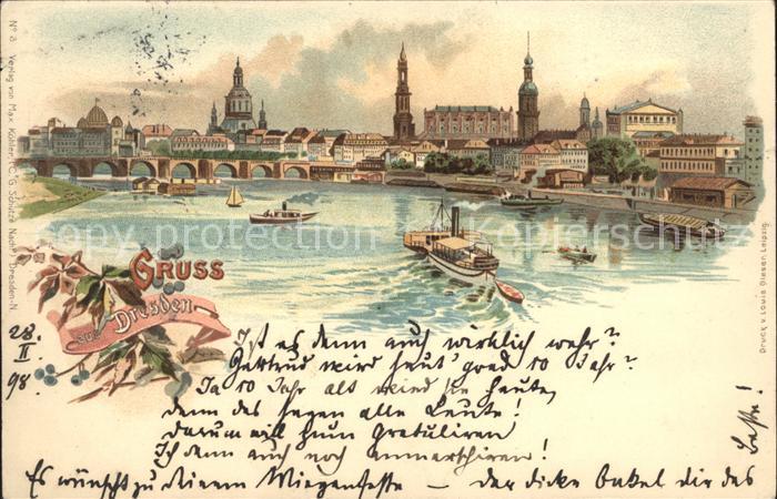 DRESDEN Elbe Dampfer Bruecke Altstadt Deutsche Reichspost