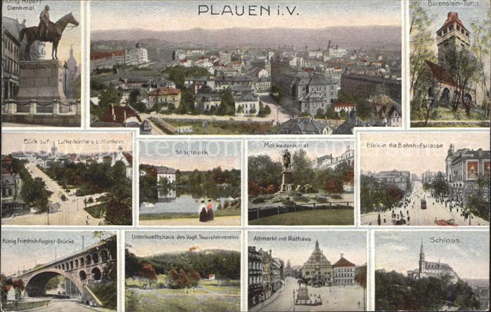 Plauen Vogtland Gesamtansicht Denkmal Stadtpark Turm Kirche Bruecke Rathaus Schl