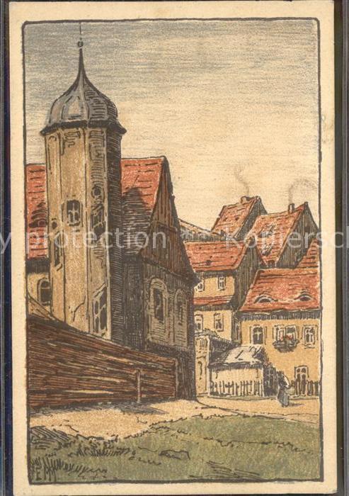 DRESDEN Elbe Der alte Jaegerhof Kuenstlerkarte Emmy Mueller