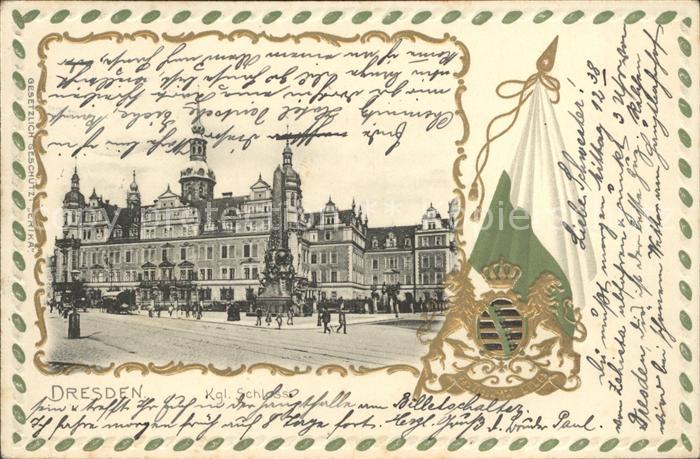 DRESDEN Elbe Koenigliches Schloss Wappen Krone