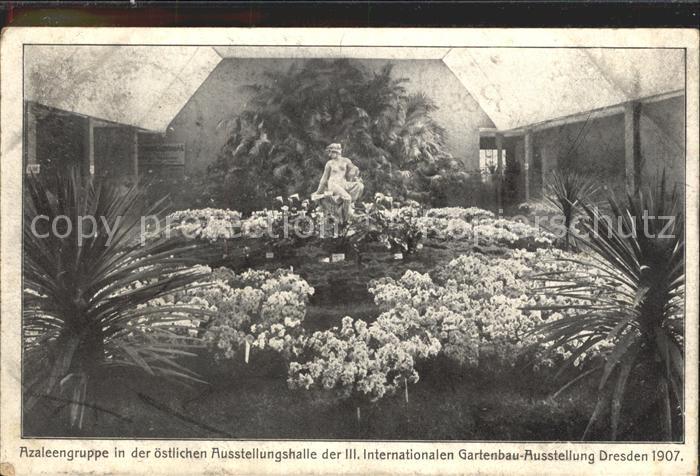 DRESDEN Elbe III. Internationale Gartenbau Ausstellung Azaleen Skulptur