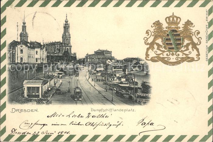DRESDEN Elbe Dampfschifflandeplatz Wappen Krone
