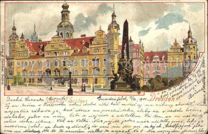 DRESDEN Elbe Koenigliches Schloss Denkmal Deutsche Reichspost
