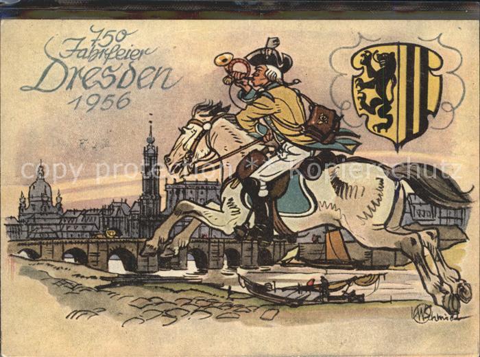 DRESDEN Elbe 750 Jahrfeier Sachsenschau Briefmarken Ausstellung Postillion um 17