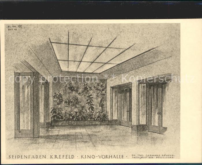 Krefeld Seidenfaden Kino Vorhalle Zeichnung