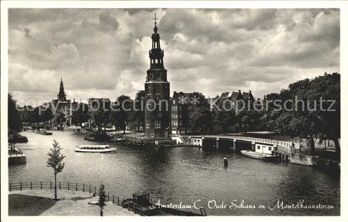 Amsterdam Niederlande Oude Schans en Montelbaanstoren Schiff
