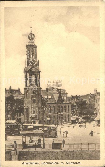 Amsterdam Niederlande Sophiaplein met Munttoren Strassenbahn