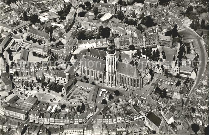 Middelburg Zeeland Lange Jan met Nieuwe Kerk en Koorkerk Luchtopname