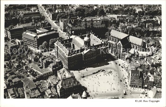 Amsterdam Niederlande Dam met Kon Paleis Luchtopname