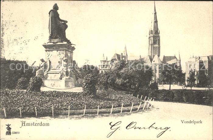 Amsterdam Niederlande Vondelpark Monument Statue Denkmal Kirc