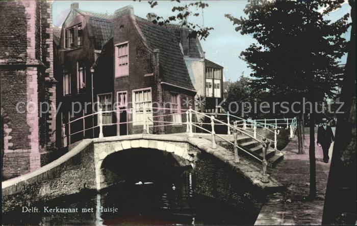 Delft Kerkstraat met Huisje Brug Bruecke