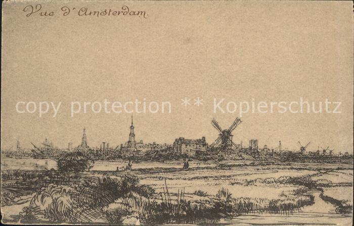 Amsterdam Niederlande Gesamtansicht Zeichnung Künstlerkarte
