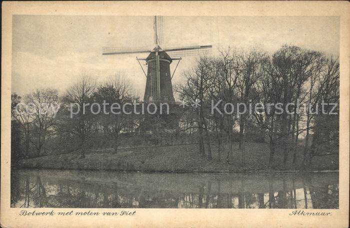 Alkmaar Botwerk met molen van Piet Windmuehle