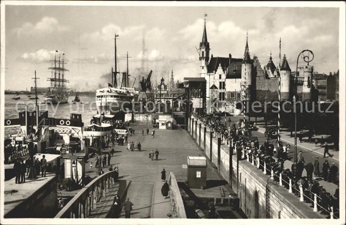 Anvers Antwerpen Le Steen Depart du navire ecole L'Avenir Segelschiff Dampfer