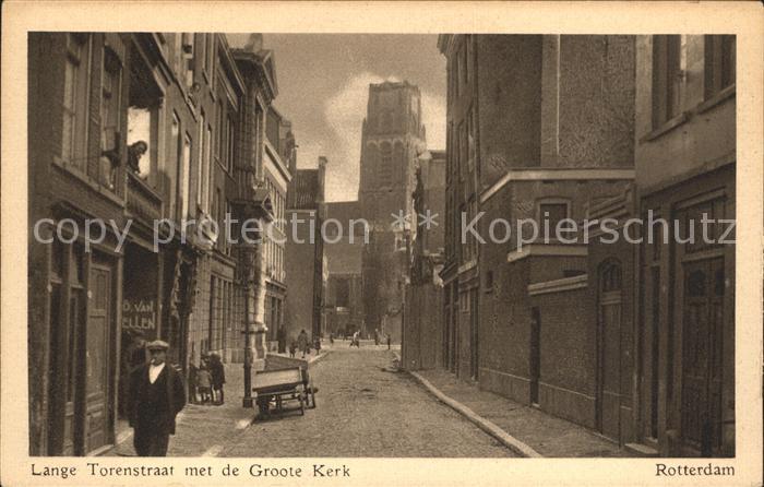 Rotterdam Lange Torenstraat met de Groote Kerk