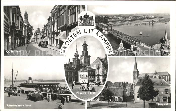 Kampen Niederlande Oudestraat Ijselbrug Amsterdamse boot Burgwal Toren