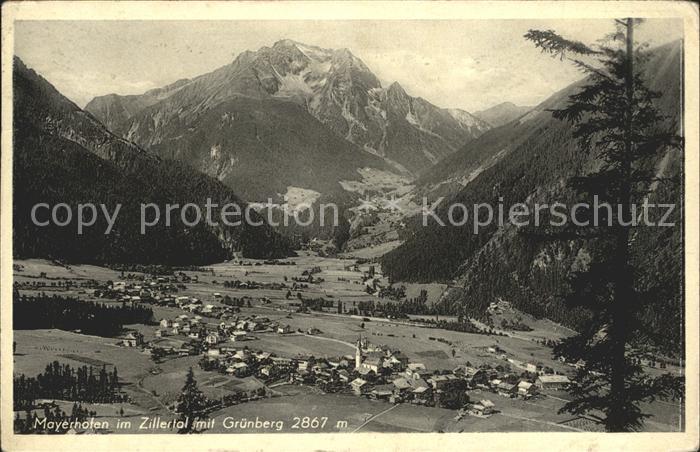 Mayrhofen Zillertal Panorama mit Gruenberg