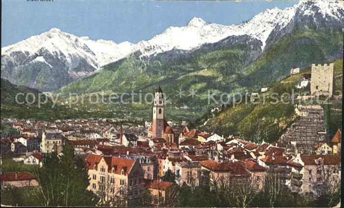 Merano Meran Gesamtansicht mit Alpen Burgruine