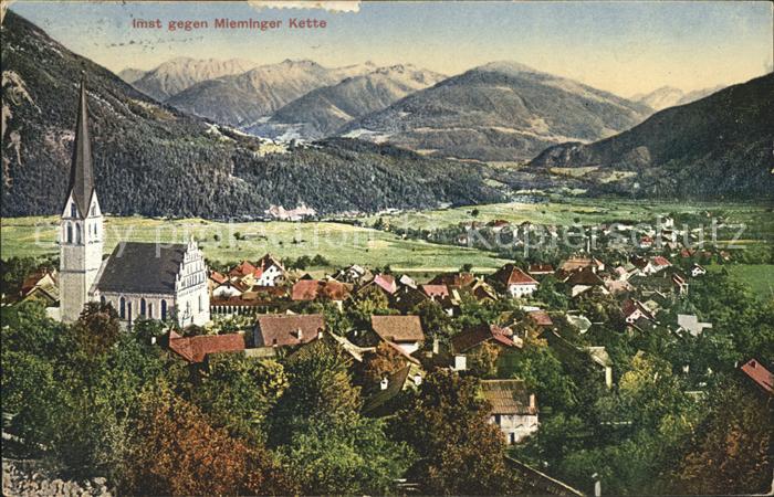 Imst Tirol Ortsansicht mit Kirche gegen Mieminger Kette