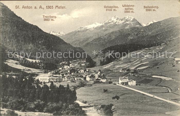 St Anton Arlberg Gesamtansicht mit Alpenpanorama
