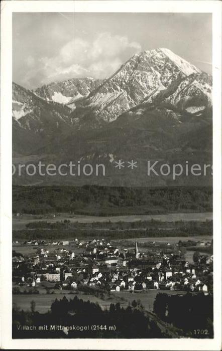 Villach Kaernten Panorama mit Mittagskogel Karawanken