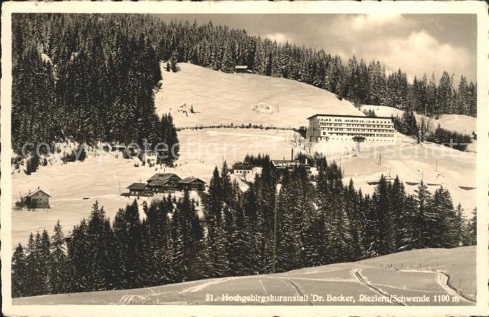 Riezlern Schwende Kleinwalsertal Hochgebirgskuranstalt Dr. Backer Winterpanorama